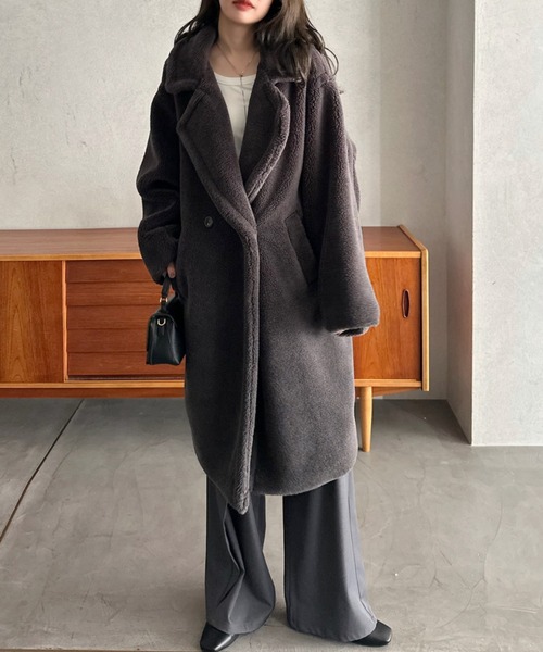 Eclat one コート チェスターコート 「Eclat one」テディボア ロング