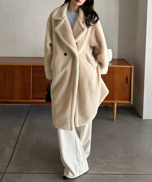 Eclat one コート チェスターコート 「Eclat one」テディボア ロング