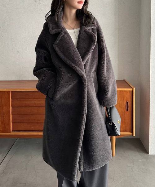 Eclat one コート チェスターコート 「Eclat one」テディボア ロング