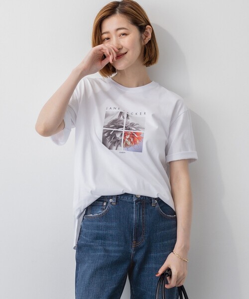 tシャツ 半袖 「洗える」JANE PACKERコラボ フォトプリント Tシャツ