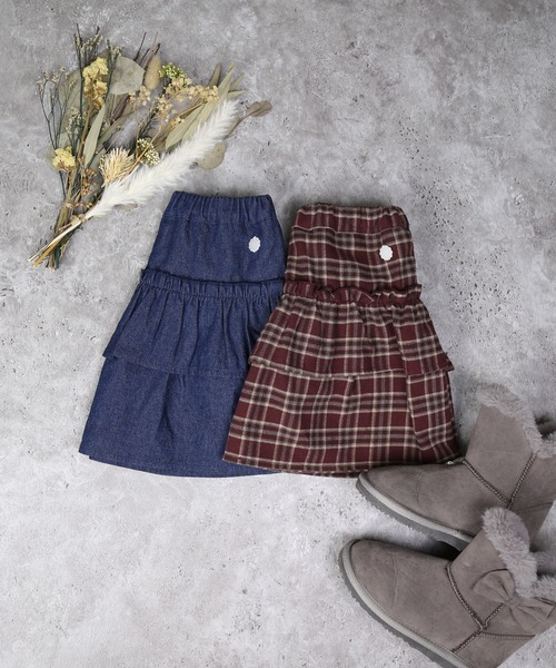 la poche biscuit（ラポシェビスキュイ） スカート デニム/チェック 