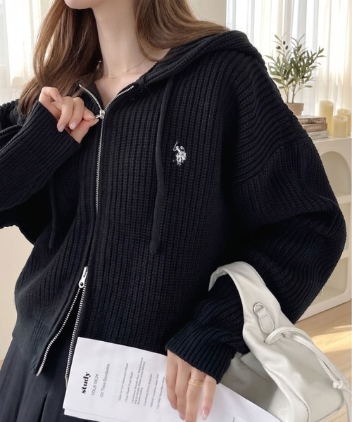現行 ポロラルフローレン 短丈 ダブルニット ジップパーカー y2k swag U.S. POLO ASSN.（ユーエスポロアッスン） パーカー 「Ada.別注 U.S.