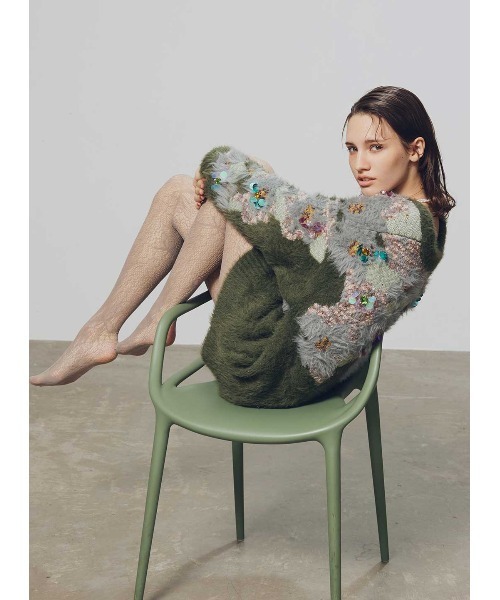 COEL 花柄シャギービジューニット 花柄ビジューシャギーカーディガン（ニット/セーター）｜COEL（コエル