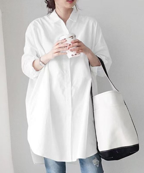 cammie ブラウス シャツ オーバーサイズロングシャツ レディース