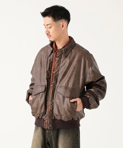Levis 革ジャン A-2 フライトジャケット　フェイクレザー　ブラウン　XL B：MING by BEAMS（ビーミング by ビームス） ブルゾン アウター