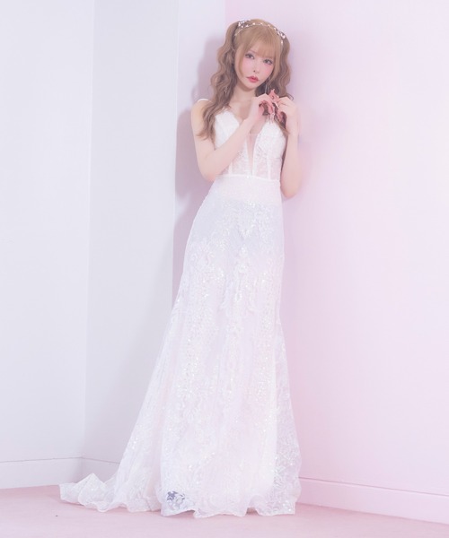 Tika（ティカ） ドレス キャバドレス ロング タイト ノースリーブ 谷間