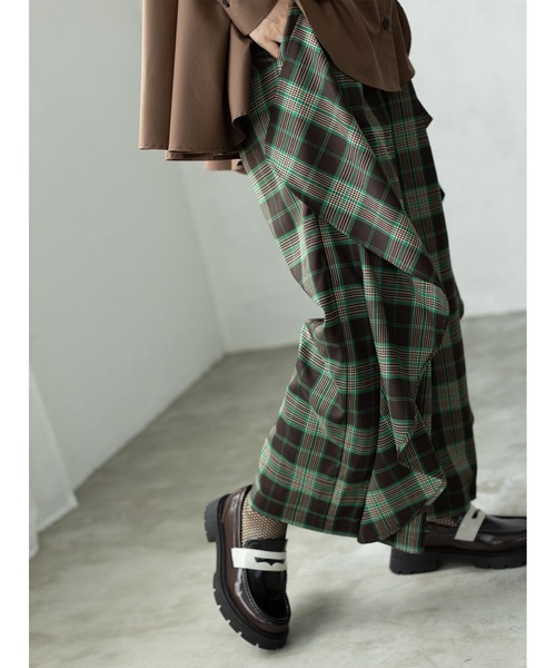 OSMOSIS（オズモーシス） パンツ チェックカスケードパンツ レディース