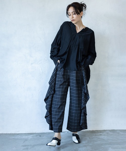 オズモーシス（OSMOSIS）/チェックカスケードパンツ OSMOSIS（オズモーシス） パンツ チェックカスケードパンツ レディース