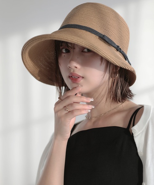 「Little＆More」 ストローハット M ブラック レディース_画像4