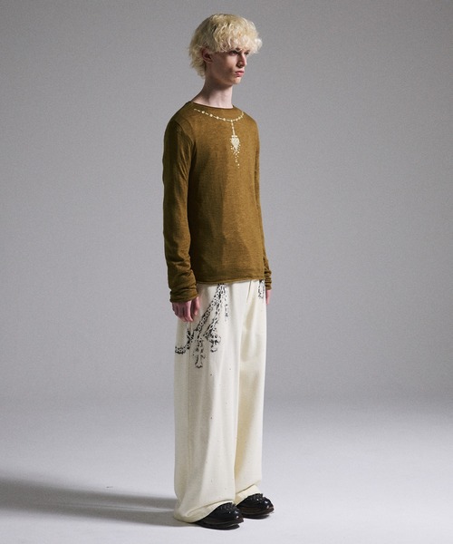 GRANCY セーター ニット 「GRANCY」Print Design Sheer Knit 