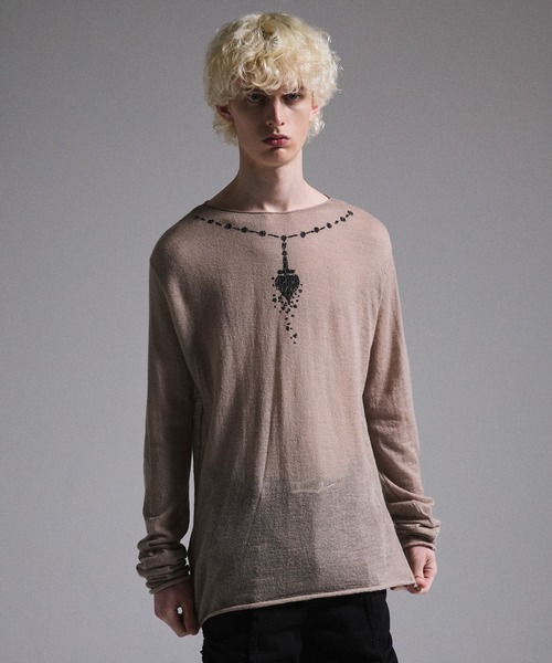 【GRANCY】Print Design Sheer Knit GRANCY セーター ニット 「GRANCY」Print Design Sheer Knit