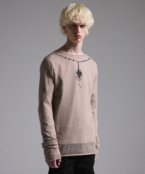 GRANCY セーター ニット 「GRANCY」Print Design Sheer Knit