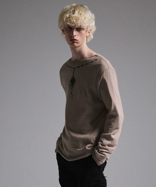 GRANCY セーター ニット 「GRANCY」Print Design Sheer Knit