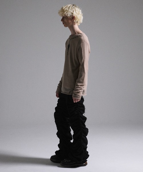 GRANCY セーター ニット 「GRANCY」Print Design Sheer Knit