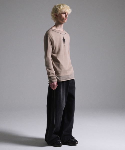 GRANCY セーター ニット 「GRANCY」Print Design Sheer Knit