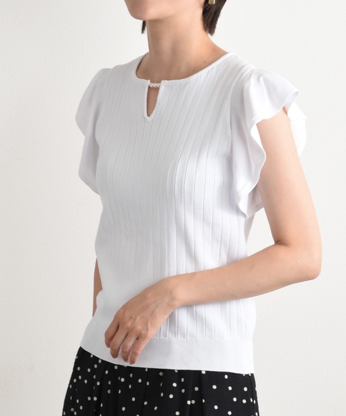 「INTERPLANET」 ノースリーブニット FREE オフホワイト レディース_画像4