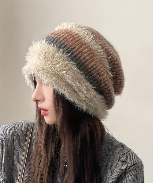 良品☆グッチ ニット帽 ニットキャップ 帽子 キャップ ハット　ボーダー ニット帽 ピンクx白 ボーダーストライプ ワッチキャップ ビーニー