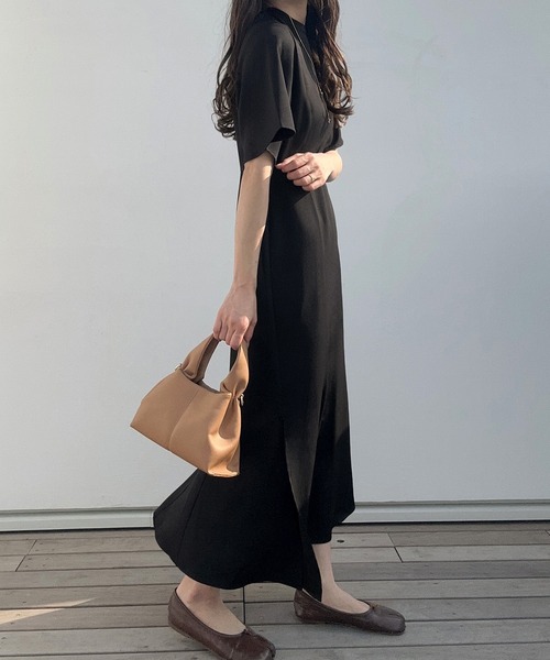 「LAUIR」 半袖ワンピース MEDIUM ライトグレー レディース_画像4