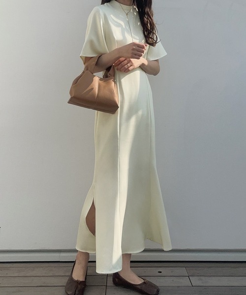 「LAUIR」 半袖ワンピース MEDIUM ライトグレー レディース_画像9