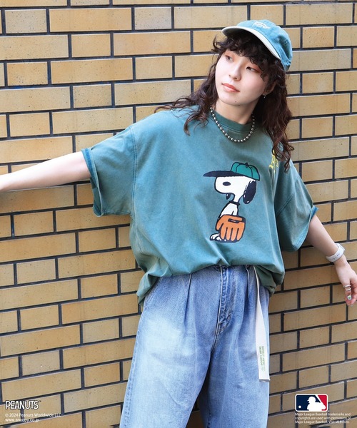 「DOUBLE NAME」 半袖Tシャツ「Vintage PEANUTS×COOPERSTOWN COLLECTIONコラボ」 FREE ブルー レデ_画像2