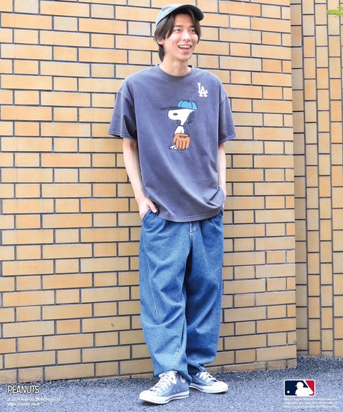 「DOUBLE NAME」 半袖Tシャツ「Vintage PEANUTS×COOPERSTOWN COLLECTIONコラボ」 FREE ブルー レデ_画像4