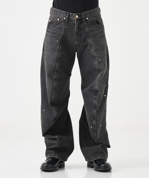 ワイドパンツ ジーンズ 別注 TWISTED CURVED LEG JEANS メンズの画像