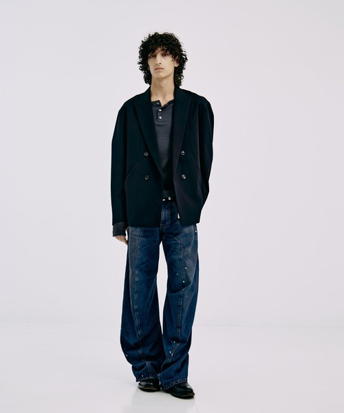 ワイドパンツ ジーンズ 別注 TWISTED CURVED LEG JEANS メンズの画像