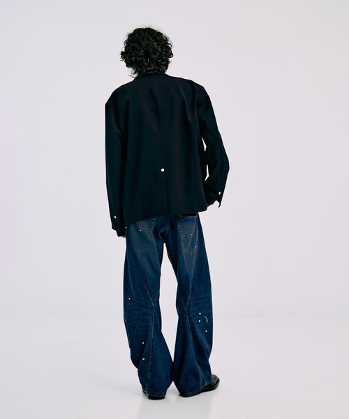 ワイドパンツ ジーンズ 別注 TWISTED CURVED LEG JEANS メンズの画像