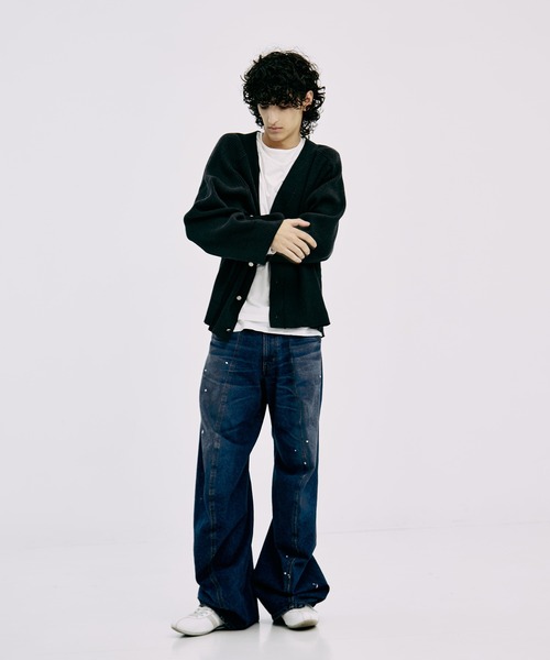 ワイドパンツ ジーンズ 別注 TWISTED CURVED LEG JEANS メンズの画像