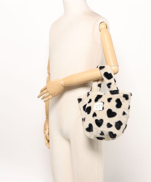 VIBGYOR トートバッグ Mignonjour/ハート ヒョウ柄もこもこミニトート