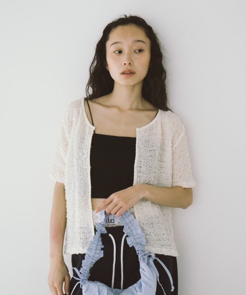 「duei」 7分袖ニットカーディガン FREE ブラック レディース_画像2