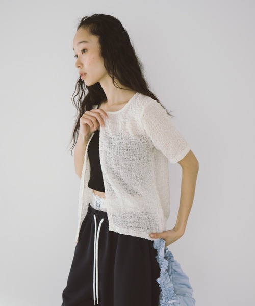 「duei」 7分袖ニットカーディガン FREE ブラック レディース_画像8