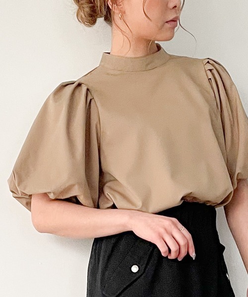「junoah」 半袖ブラウス MEDIUM ベージュ レディース_画像4