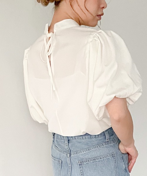 「junoah」 半袖ブラウス MEDIUM ベージュ レディース_画像5