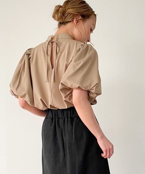 「junoah」 半袖ブラウス MEDIUM ベージュ レディース_画像7