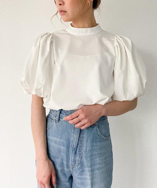 「junoah」 半袖ブラウス MEDIUM ベージュ レディース_画像8