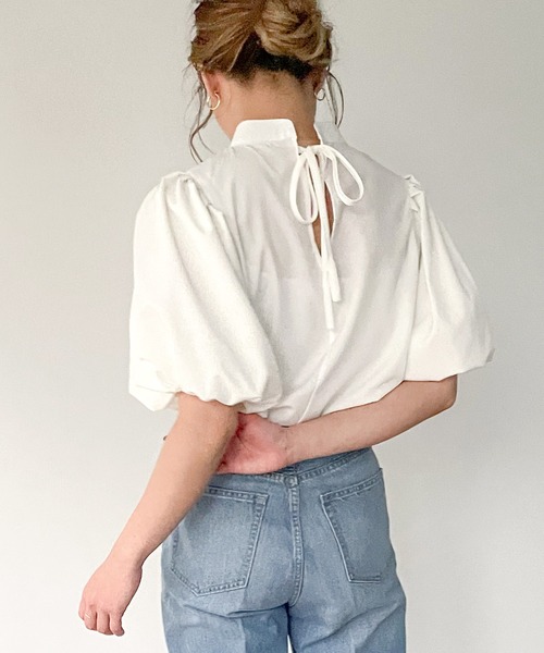 「junoah」 半袖ブラウス MEDIUM ベージュ レディース_画像9