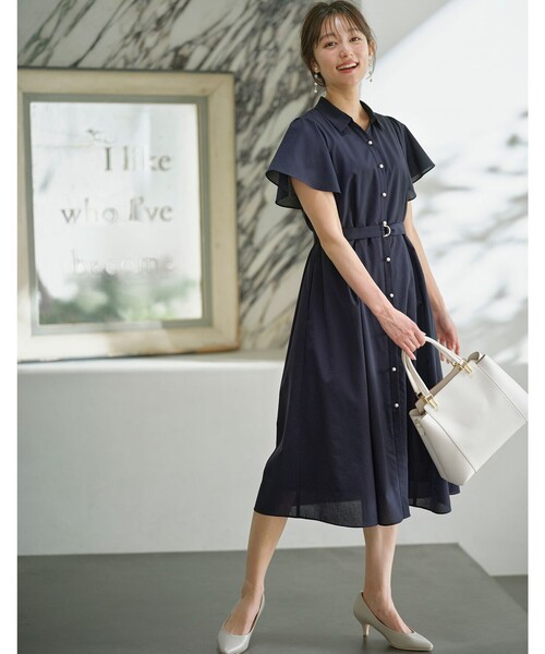 「ANY SIS」 半袖ワンピース 0 ネイビー レディース_画像3