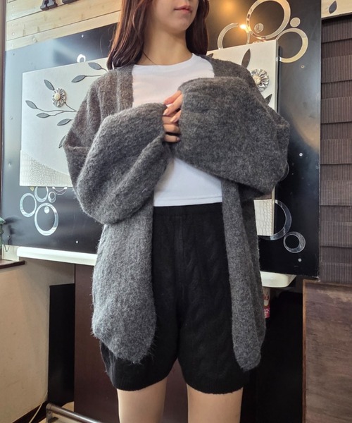 カーディガン もちもちボリュームニット オーバーサイズ ゆったり