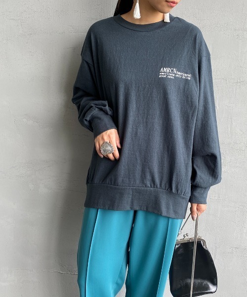 「AMERICANA」 長袖カットソー ONE SIZE 杢グレー レディース_画像3