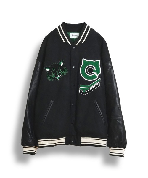 SeeSew スタジャン 「UNISEX」NEKOMATA STADIUM JACKET/ネコマタ