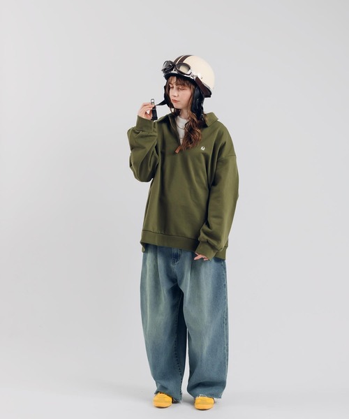 「MUHET」 スウェットカットソー X-LARGE ライトベージュ レディース_画像3