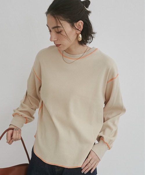 「ANGIE」 長袖カットソー FREE ライトベージュ レディース_画像4