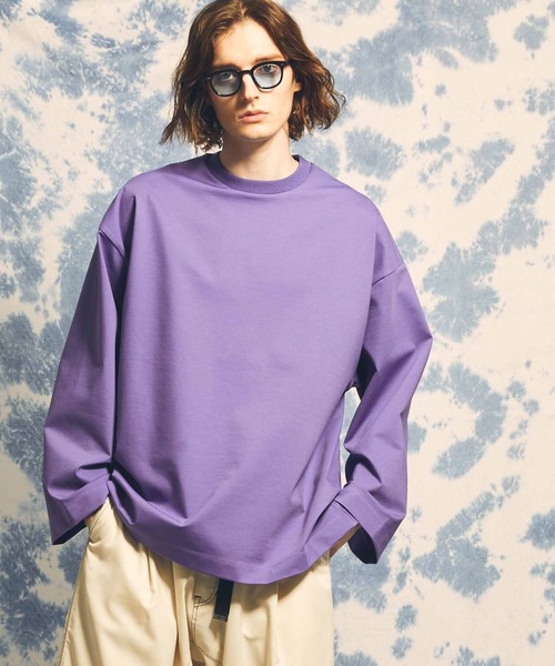 新品　MAISON SPECIAL 長袖ポロシャツ　ブリーチ　1 ライトブルー UNISEX》High Twist Pigment Bleach Prime-Over Long Sleeve Knit Polo