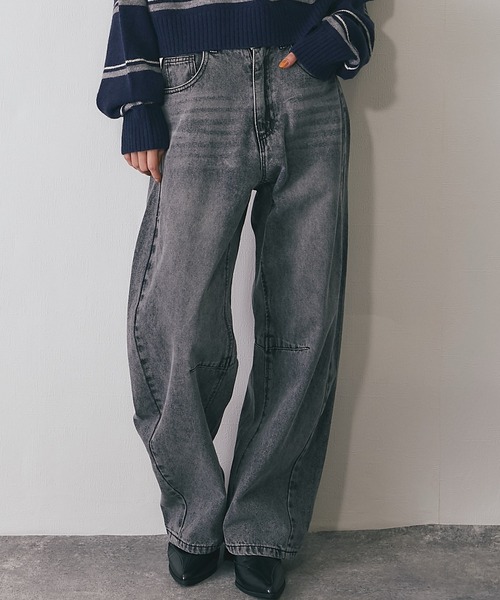 新品　ジーンズ デニム デニムパンツ 別珍ストレッチデニム セミコクーンパンツ ジーンズ デニム デニムパンツ コクーンシルエットデニムパンツ
