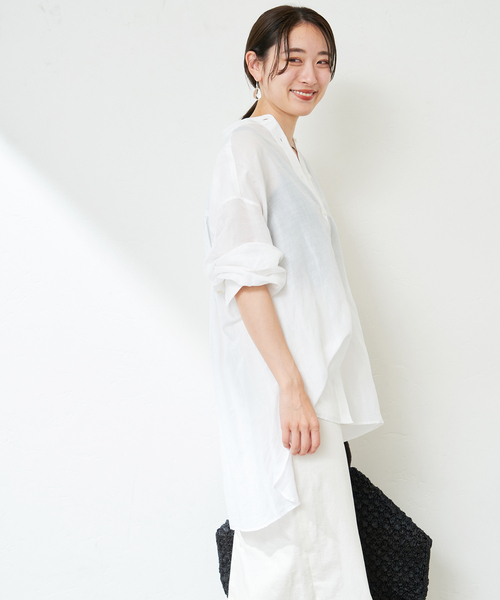 「IENA」 長袖チュニック 38 ネイビー レディース_画像2