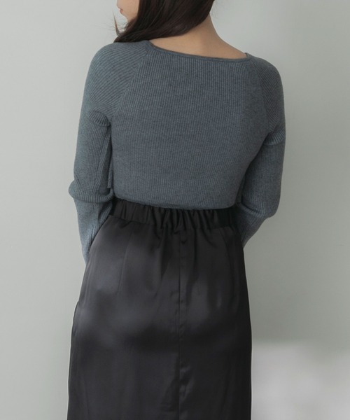 「Elishe」 長袖ニット FREE グレー レディース_画像4