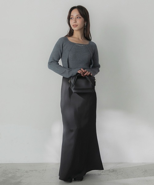 「Elishe」 長袖ニット FREE グレー レディース_画像5