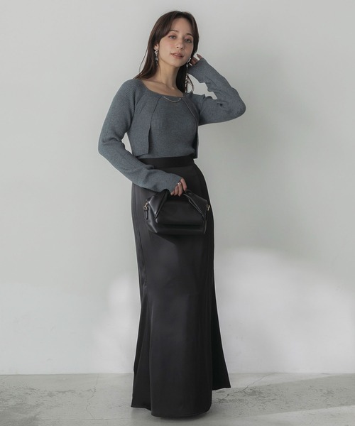 「Elishe」 長袖ニット FREE グレー レディース_画像6