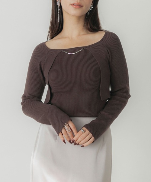 「Elishe」 長袖ニット FREE グレー レディース_画像7